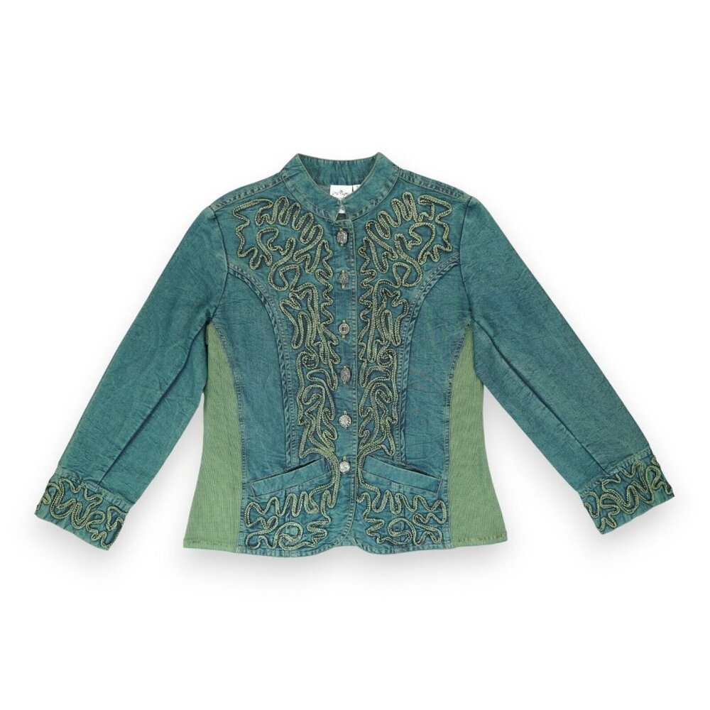 Parsley & Sage Women's‎ Denim Jacket Size Small Embroidered Long Sleeve